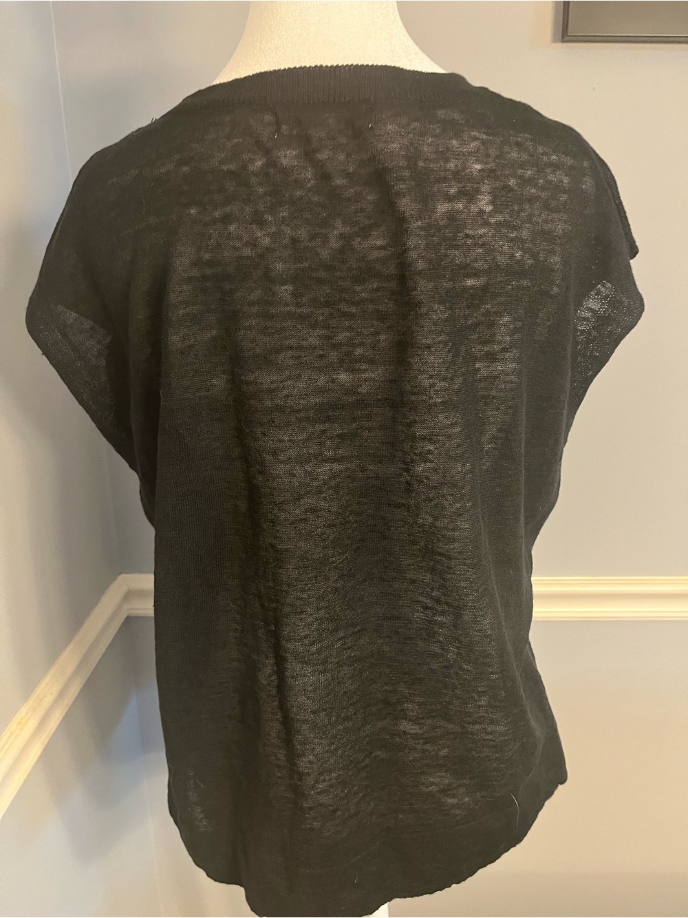 Black linen blend sweater vest - Picture 2 of 2